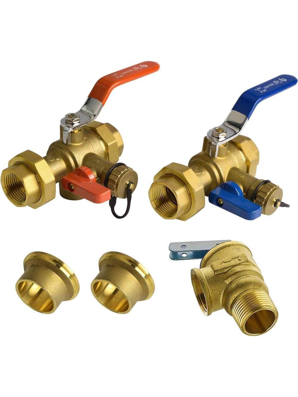 Tankless Water Heater Service Valve Kit & Pressure Relief Valve, Lead-Free Brass